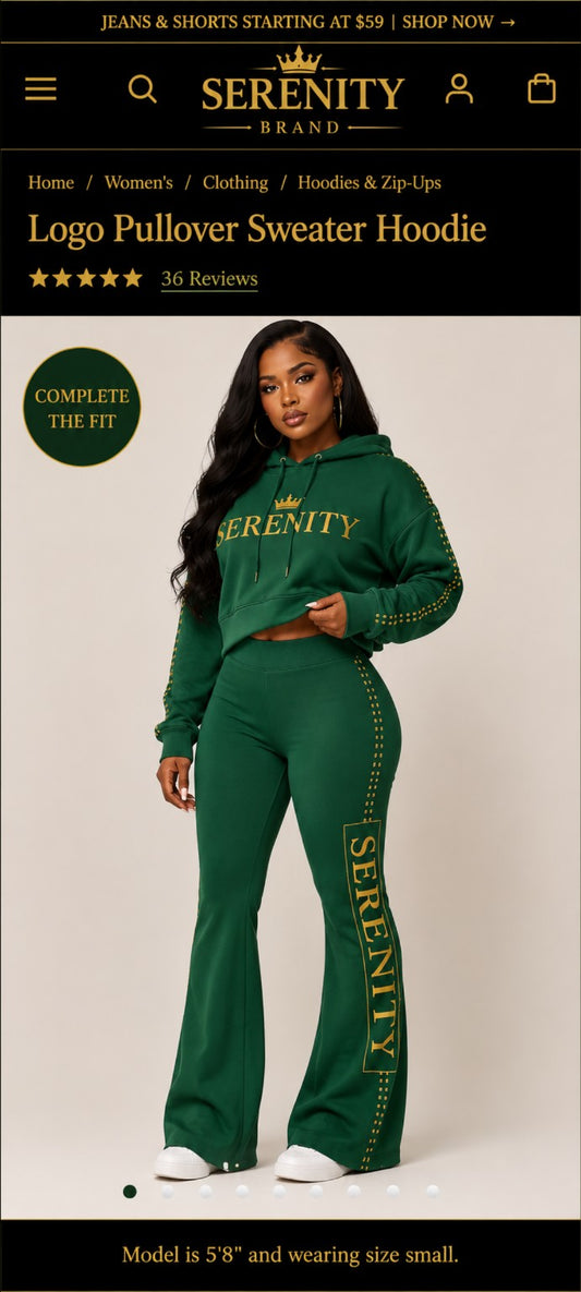 house of serenity pullover hoodie two-piece set. coming soon