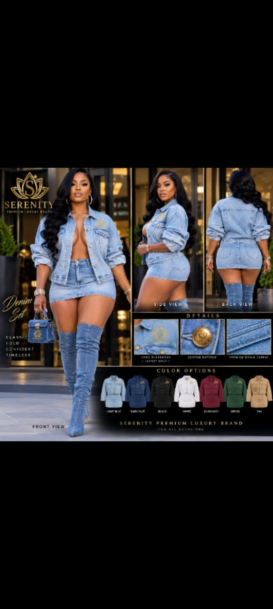 house of serenity two-piece denim mini set. coming soon
