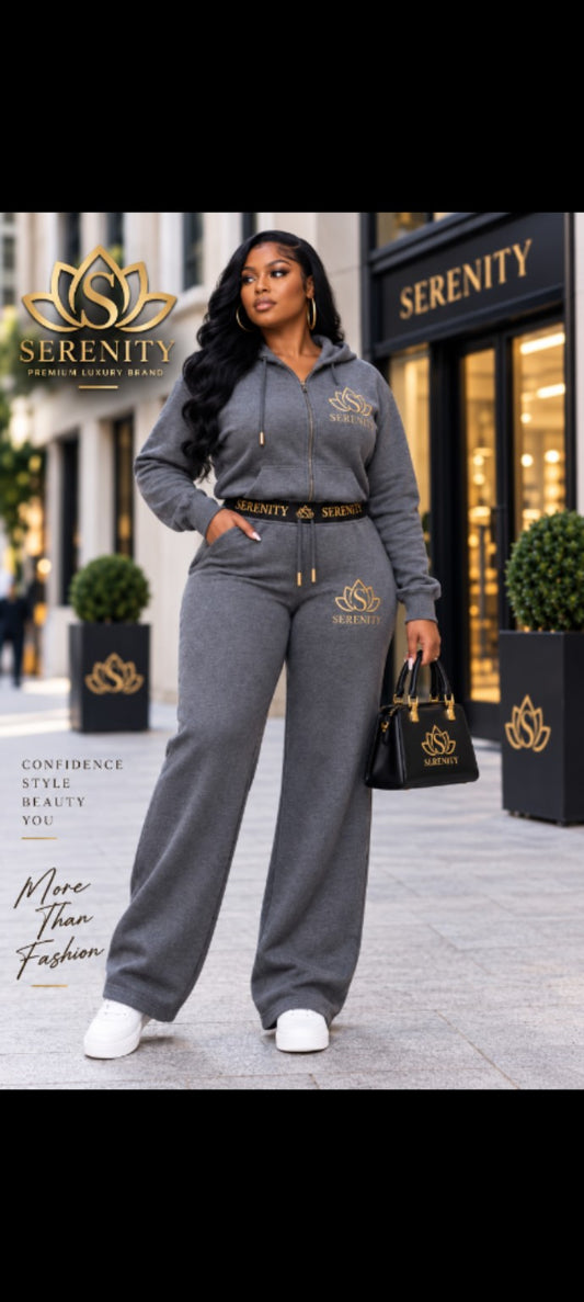 house of serenity coordinated gray two-piece set. coming soon