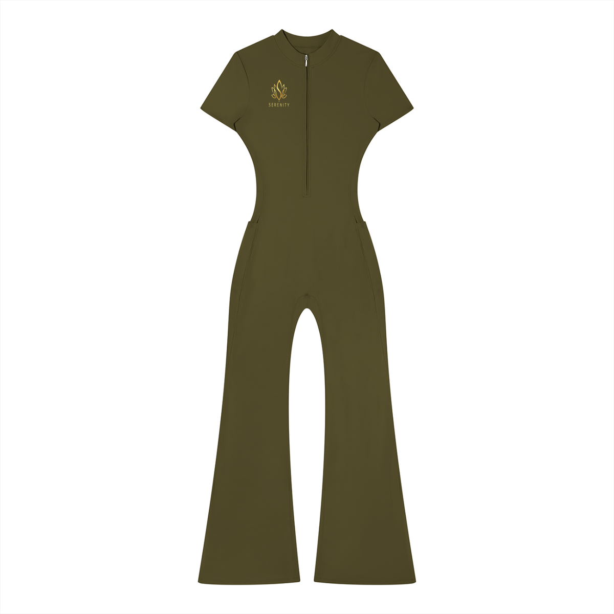 Women’s Tight Flared Leg Quarter-Zip Jumpsuit