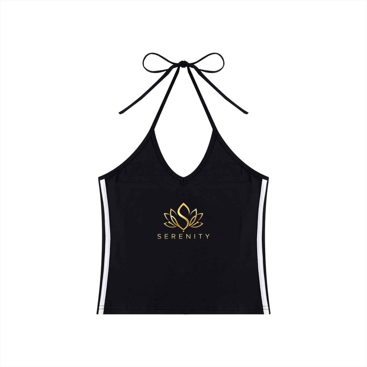 Women's Color Block Halter Crop Tank Top