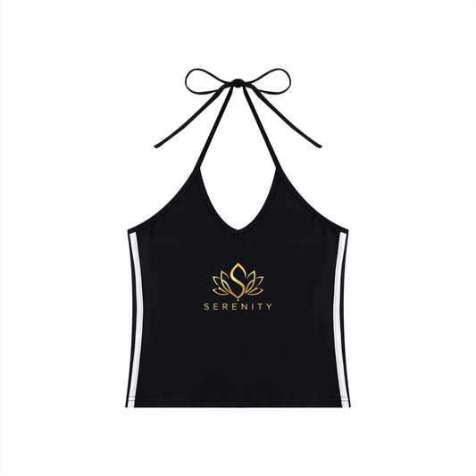 Women's Color Block Halter Crop Tank Top