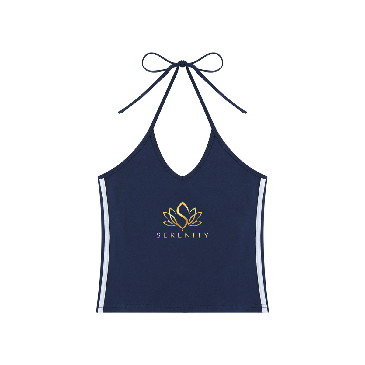 Women's Color Block Halter Crop Tank Top