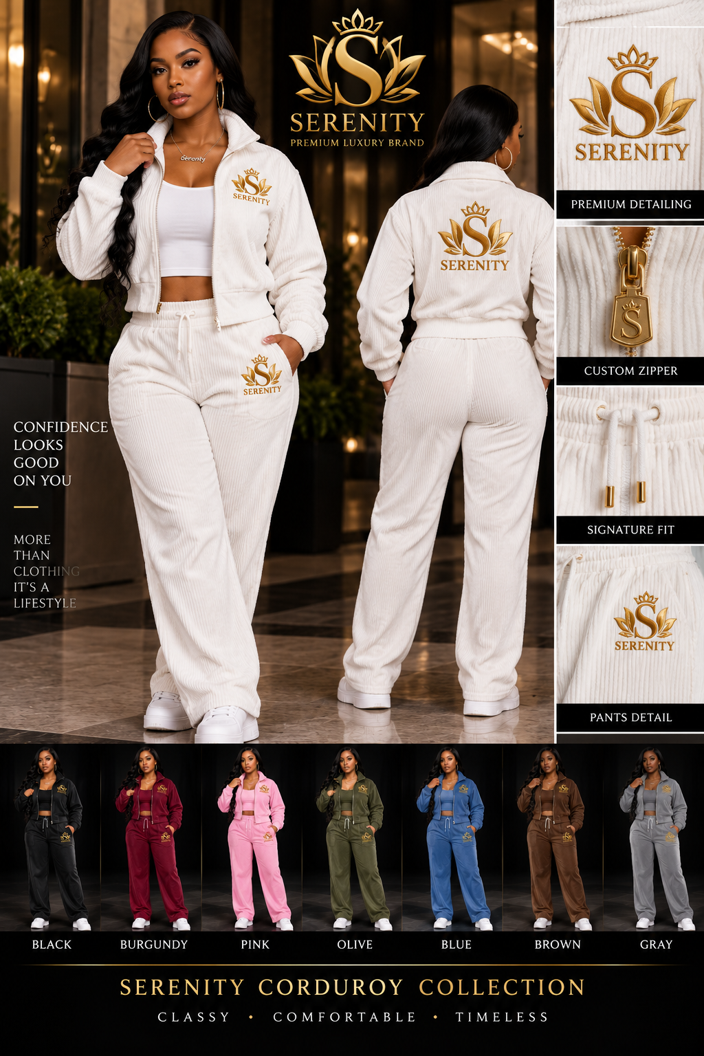 house of serenity white corduroy two-piece set coming soon