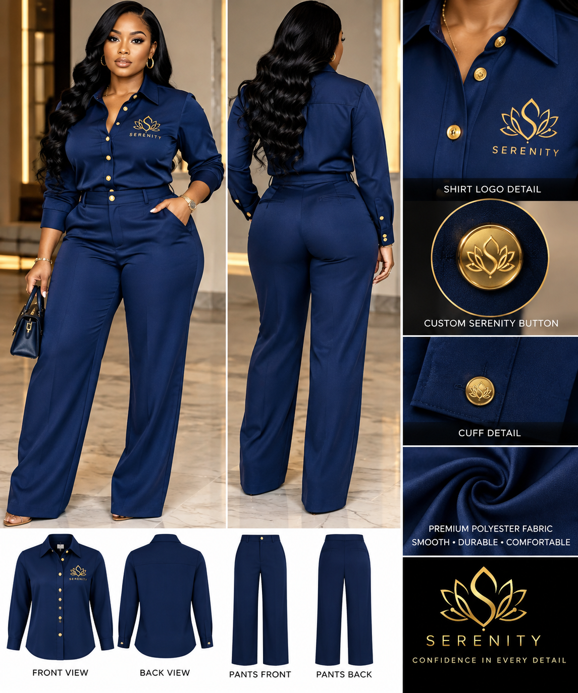 house of serenity blue button-front set two-piece coming soon