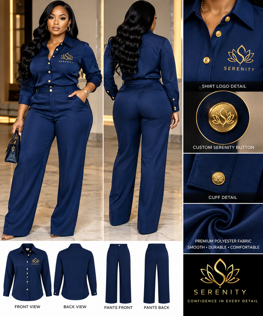 house of serenity blue button-front set two-piece coming soon