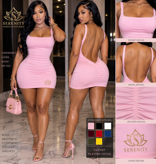 house of serenity pink open back mini dress-coming soon. pricing release details will be announced.