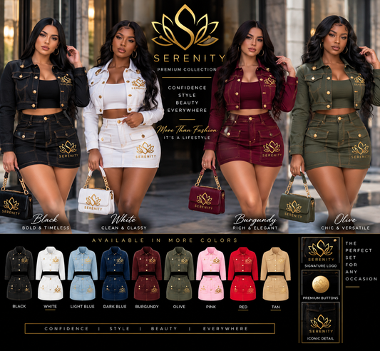 house of serenity premium  two piece skirt set coming soon