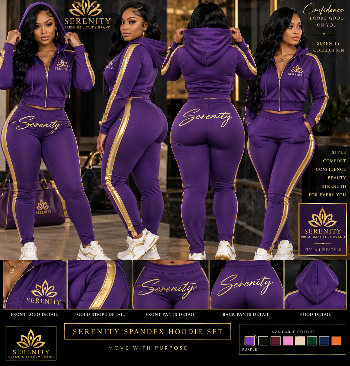 a house of serenity top of the line purple tracksuit. coming soon