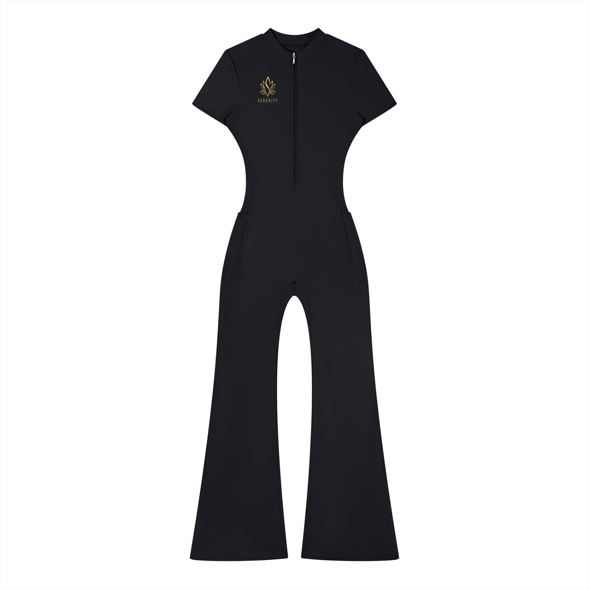 Women’s Tight Flared Leg Quarter-Zip Jumpsuit