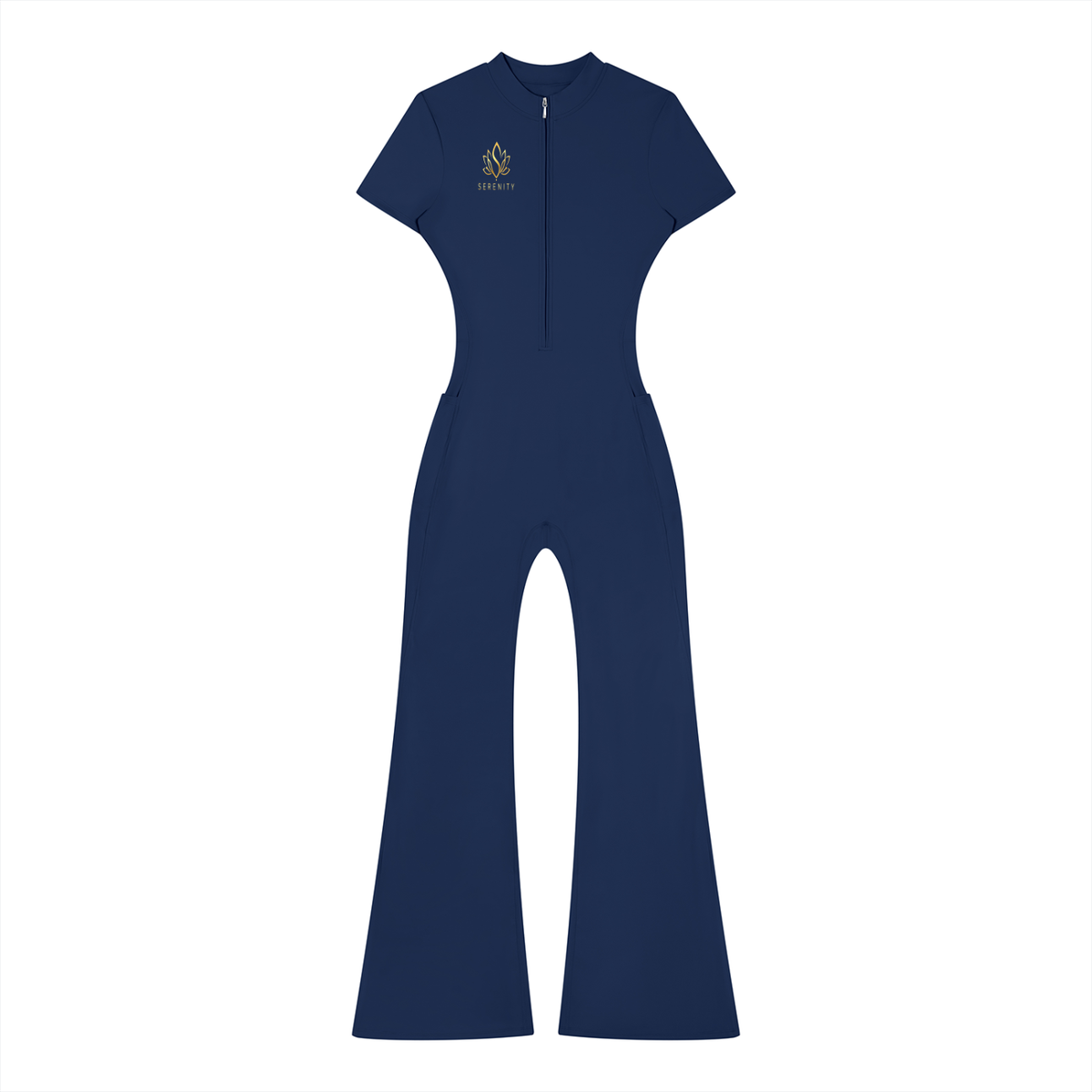 Women’s Tight Flared Leg Quarter-Zip Jumpsuit