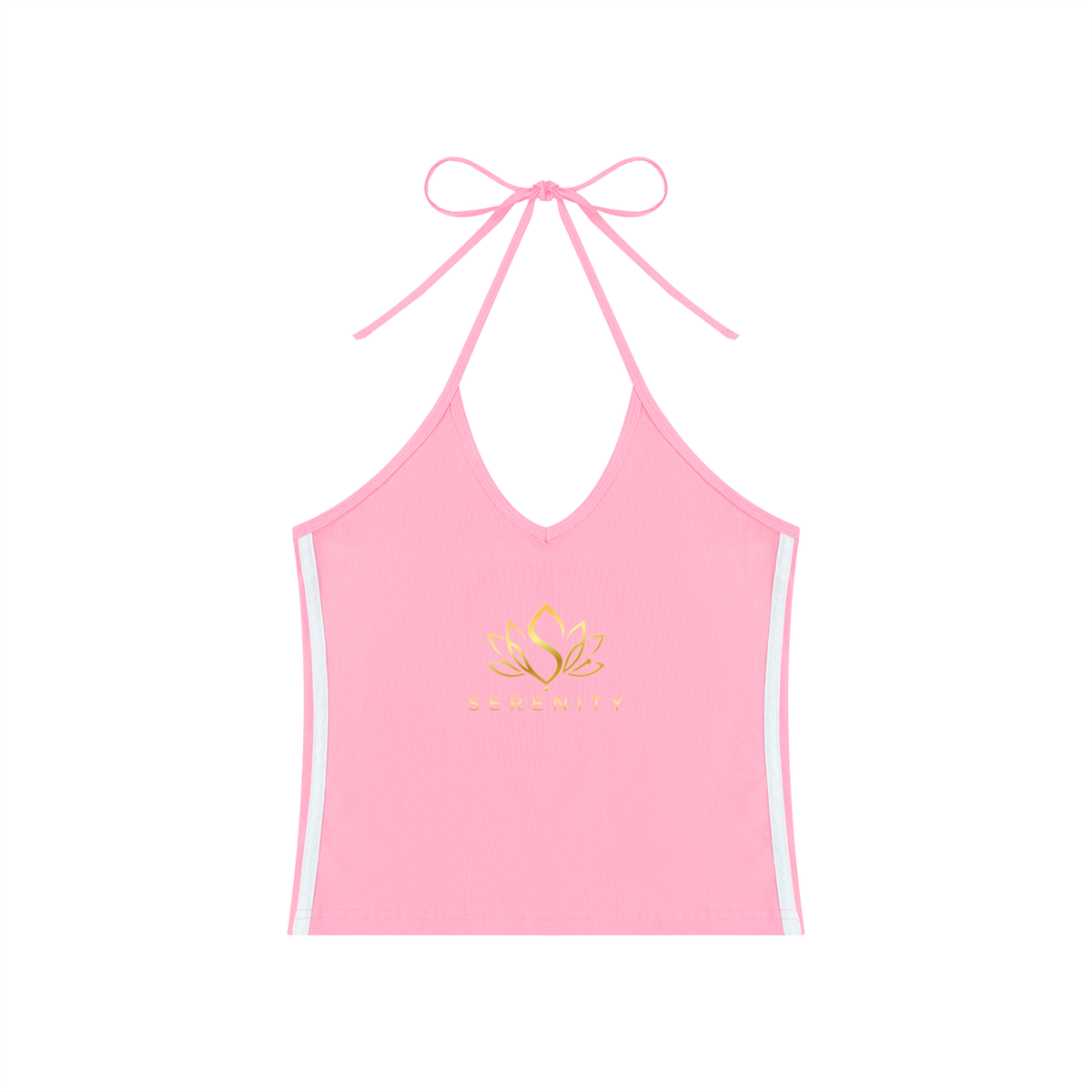 Women's Color Block Halter Crop Tank Top