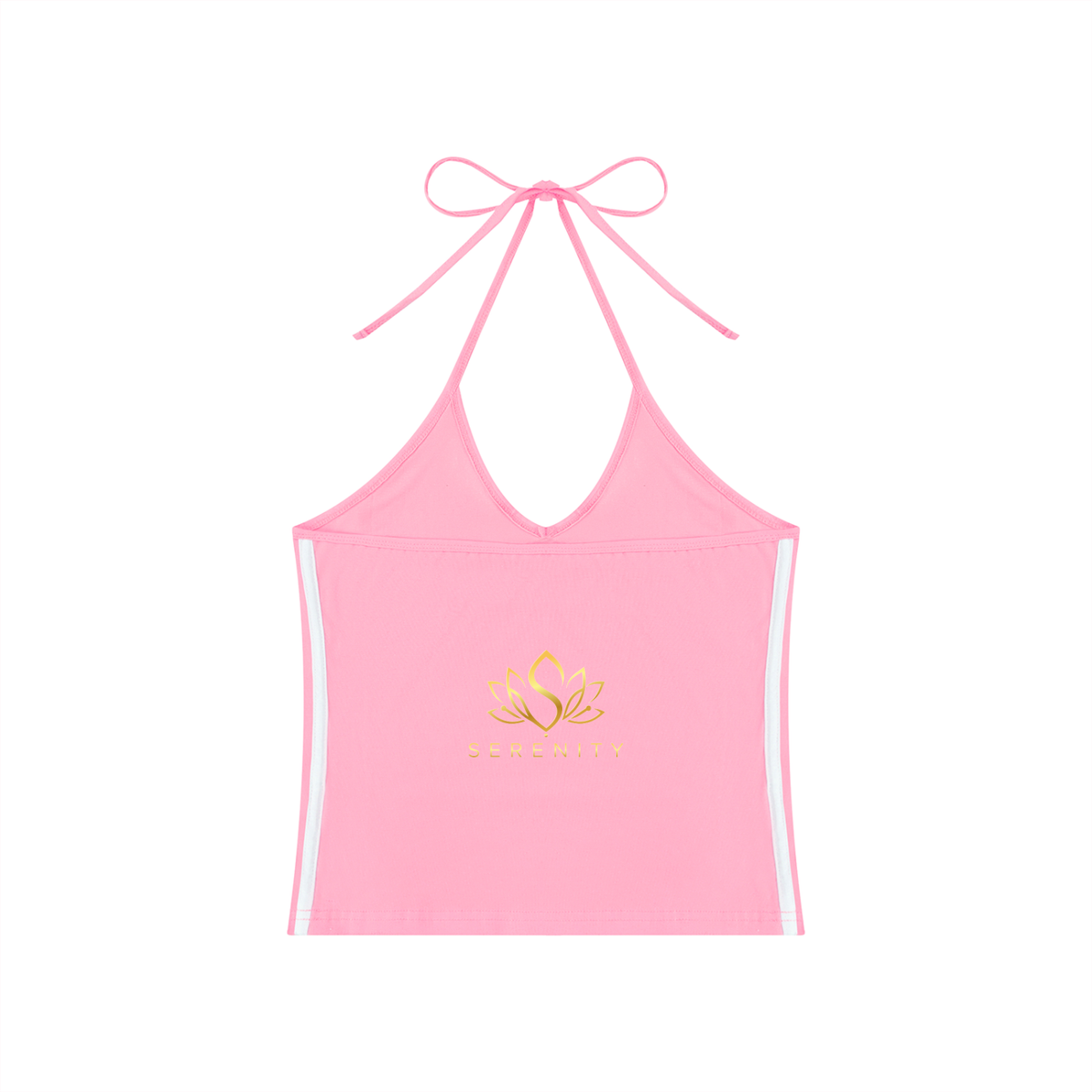 Women's Color Block Halter Crop Tank Top
